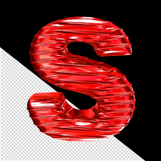 PSD symbole 3d rouge avec une lettre horizontale nervurée s