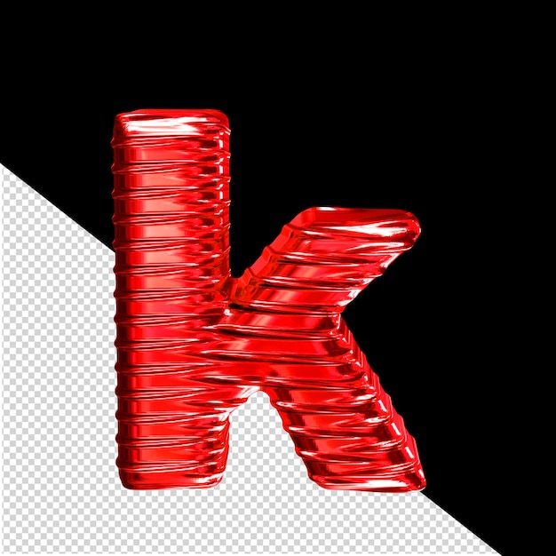 PSD symbole 3d rouge avec une lettre horizontale rayée k