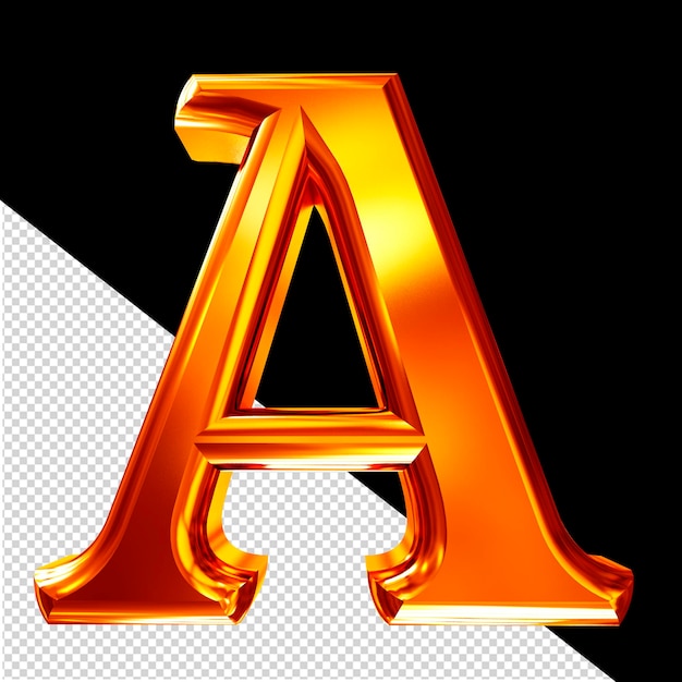 Symbole 3D rousse avec la lettre biseautée a