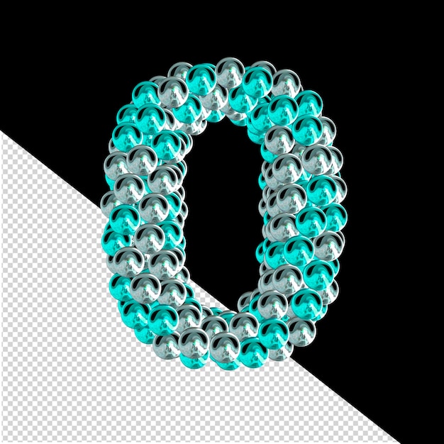 PSD symbole 3d de sphères turquoise et argentée numéro 0