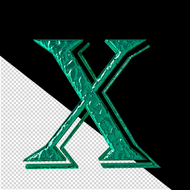 PSD symbole 3d turquoise cannelé vue de face lettre x