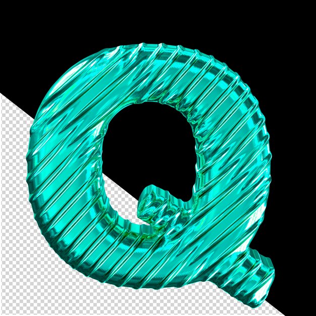 PSD symbole 3d turquoise côtelé lettre q