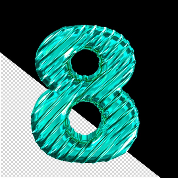 Symbole 3d Turquoise Côtelé Numéro 8