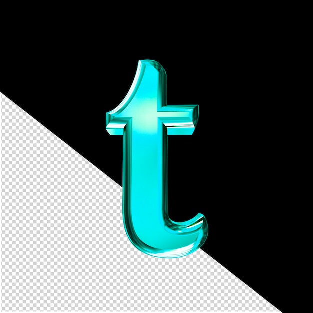 Symbole 3d Turquoise Avec La Lettre Biseautée T