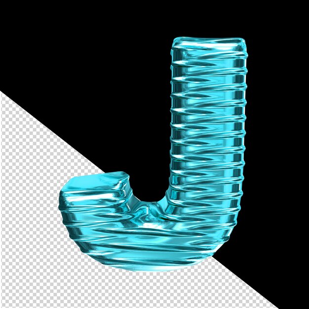 PSD symbole 3d turquoise avec la lettre horizontale rayée j