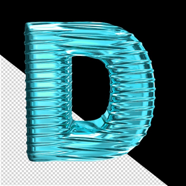 PSD symbole 3d turquoise avec la lettre horizontale rayée d