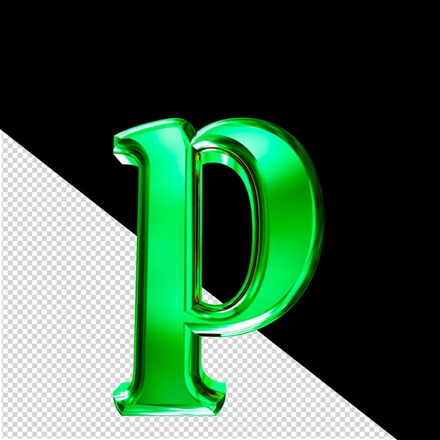 PSD symbole 3d vert avec la lettre concave p