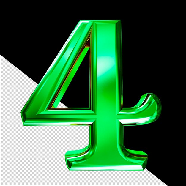 Symbole 3d Vert Avec Le Numéro De Bisel 4