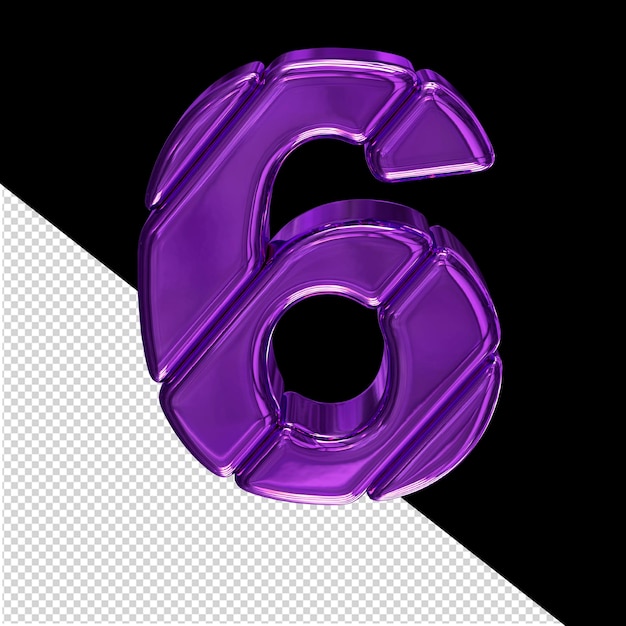 Symbole 3d Violet Composé De Blocs Diagonaux Numéro 6