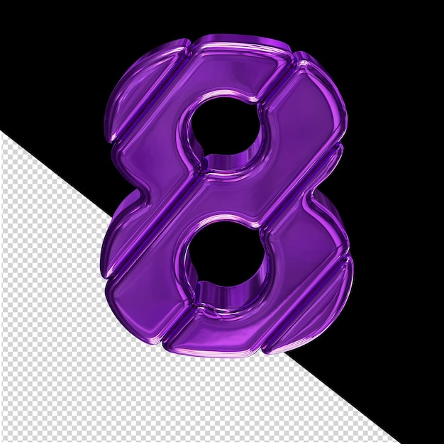 Symbole 3d violet composé de blocs diagonaux numéro 8