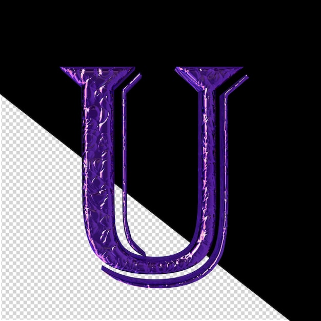 Symbole 3d Violet Foncé Cannelé Vue De Face Lettre U