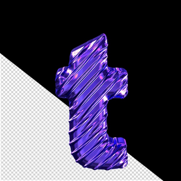 Symbole 3d violet foncé côtelé lettre t