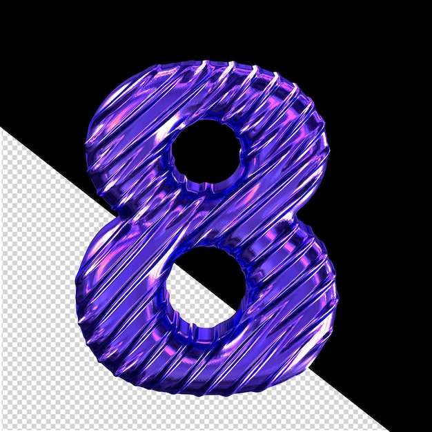 Symbole 3d violet foncé côtelé numéro 8