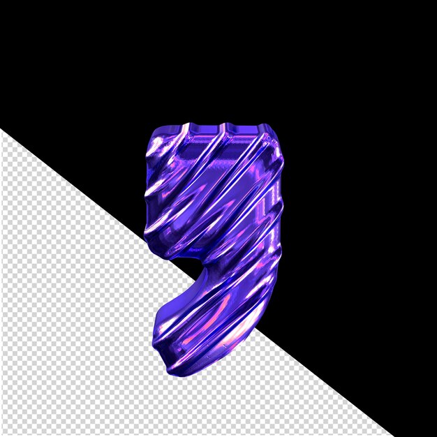 Symbole 3d Violet Foncé Côtelé