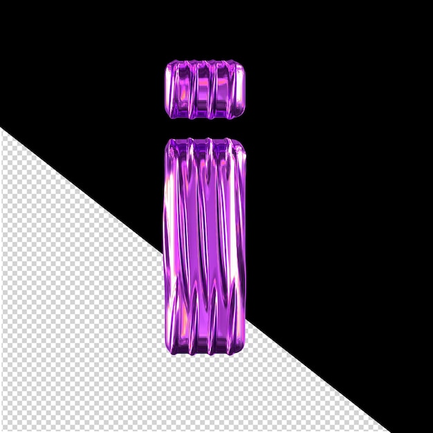 PSD symbole 3d violet avec lettre de nervures verticales i