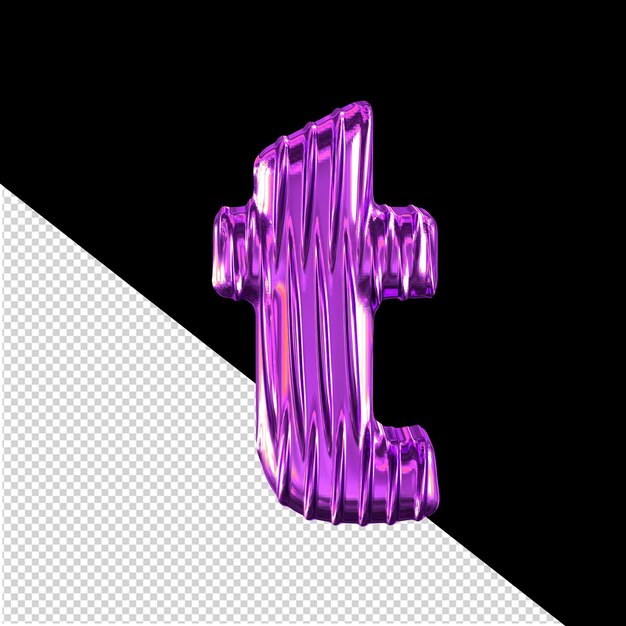 Symbole 3d violet avec lettre t de nervures verticales