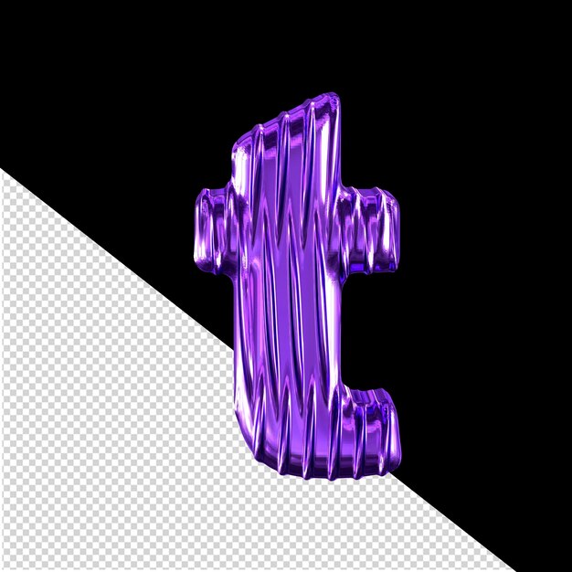 Symbole 3d violet avec lettre t de nervures verticales