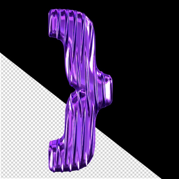 Symbole 3d violet avec nervures verticales