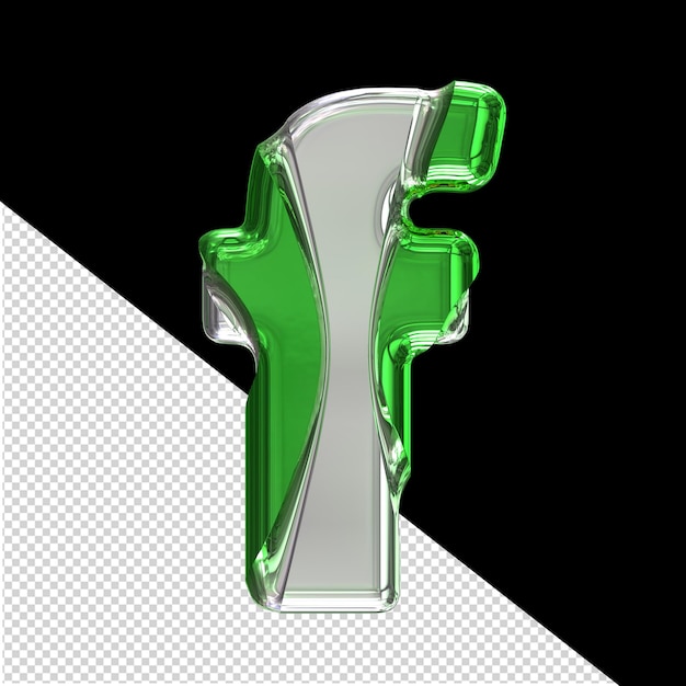 PSD symbole argenté avec incrustations vertes lettre f