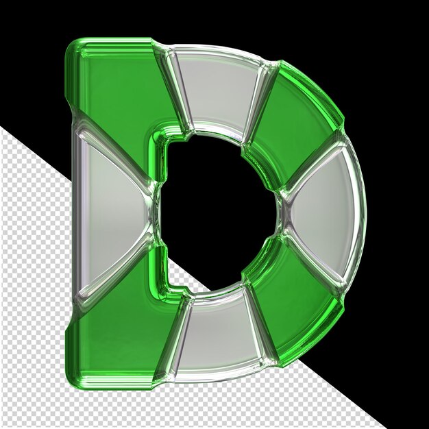 PSD symbole argenté avec incrustations vertes lettre d