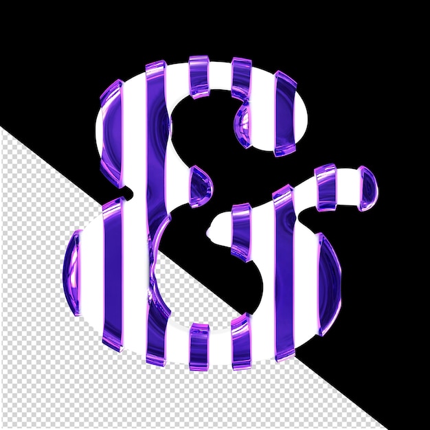 PSD symbole blanc avec de minces sangles verticales violettes
