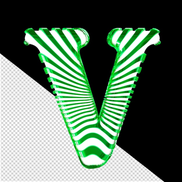 PSD symbole blanc avec des sangles horizontales vertes ultra minces lettre v