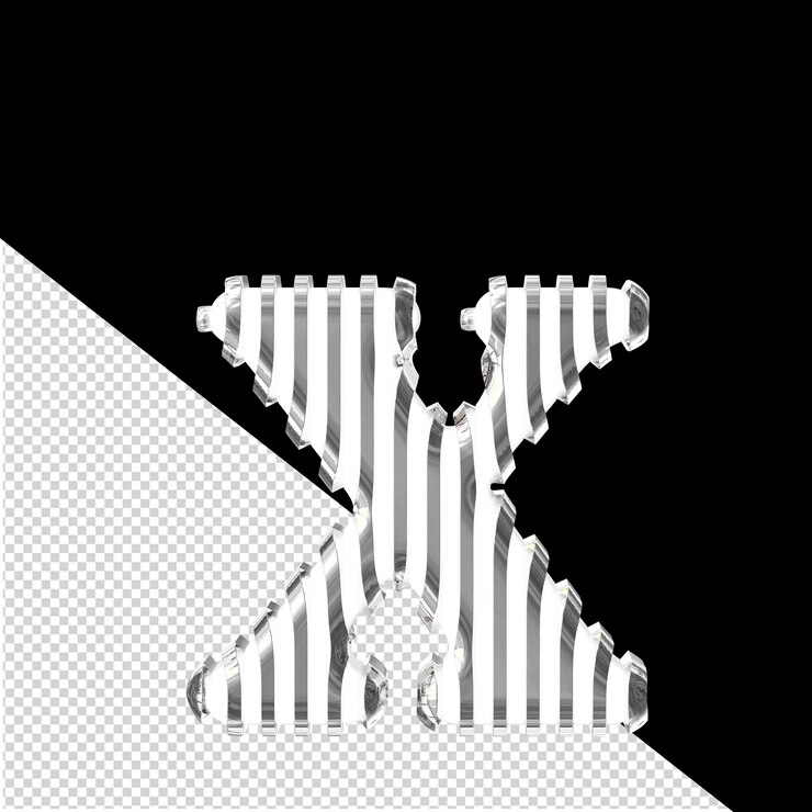 PSD symbole blanc avec des sangles verticales dorées ultra minces lettre x