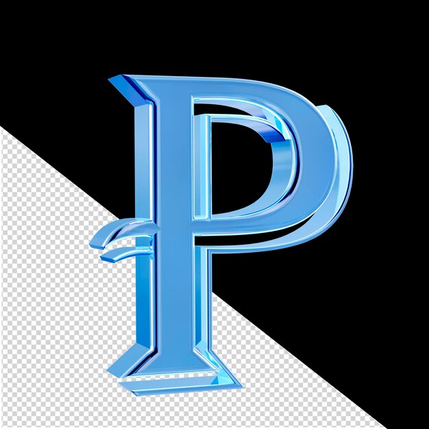 PSD symbole bleu glace lettre p