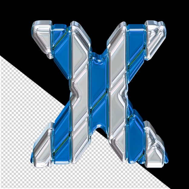 Symbole bleu avec des sangles argentées vue supérieure lettre x