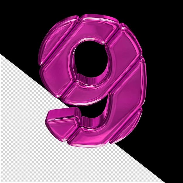 Symbole de bloc violet numéro 9