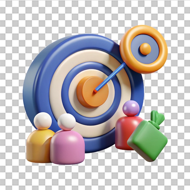 Symbole de ciblage personnel 3D pour la conception de sites Web Audience de clients cibles atteinte génération de ventes Signe d'objectif Vecteur à la mode et moderne en style 3D