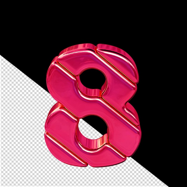 Symbole composé de blocs 3D roses diagonales numéro 8