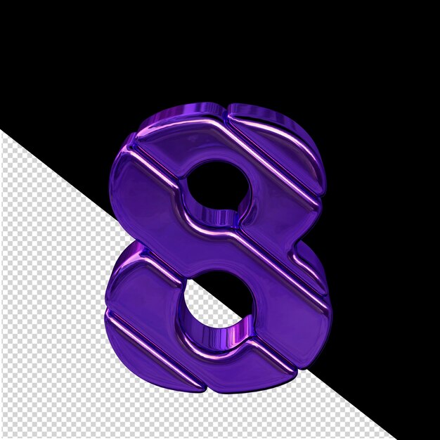 Symbole composé de blocs 3D violets en diagonale numéro 8