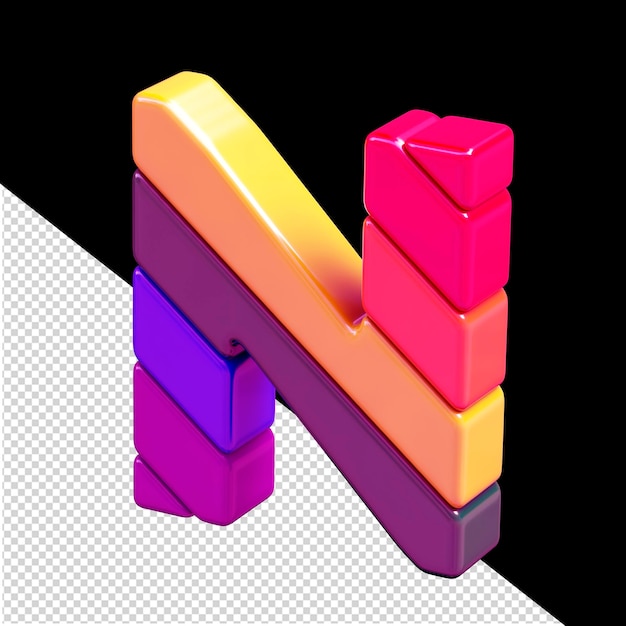 Symbole de couleur composé de blocs diagonaux lettre n