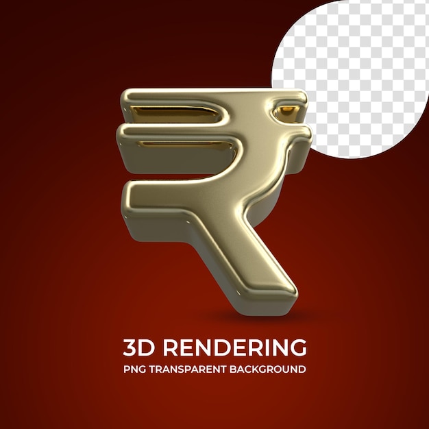 PSD symbole de devise roupie rendu 3d fond transparent isolé