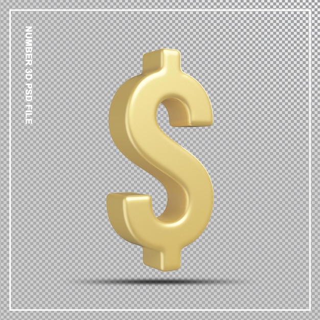 PSD symbole dollar or luxe 3d