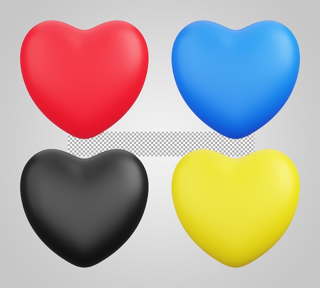 PSD symbole du coeur isolé sur fond transparent. rendu 3d