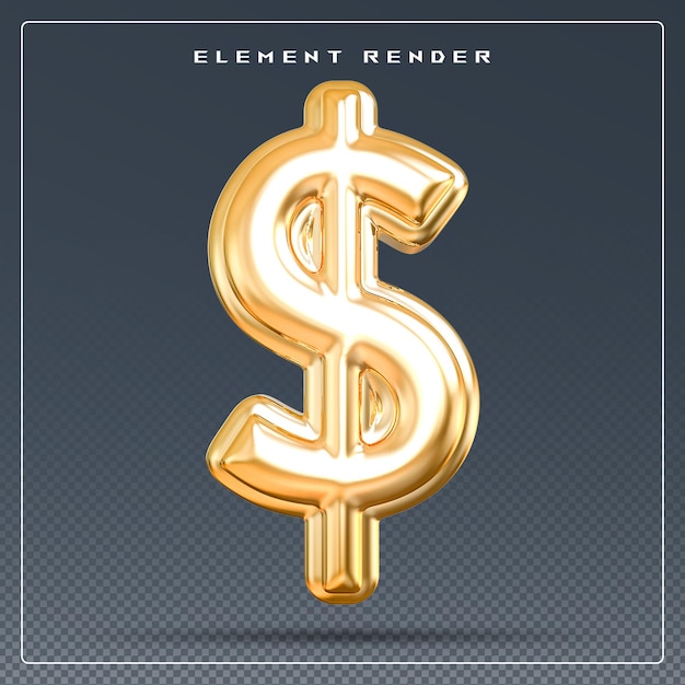 Le symbole du dollar en or 3D