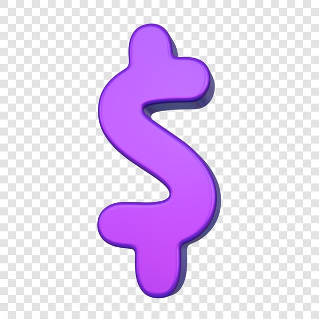 PSD le symbole du dollar violet 3d