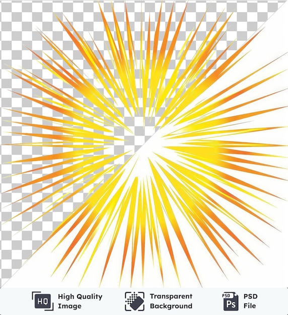 PSD symbole d'éclat d'étoile vecteur d'objet transparent soleil jaune rayonnant sur un fond isolé