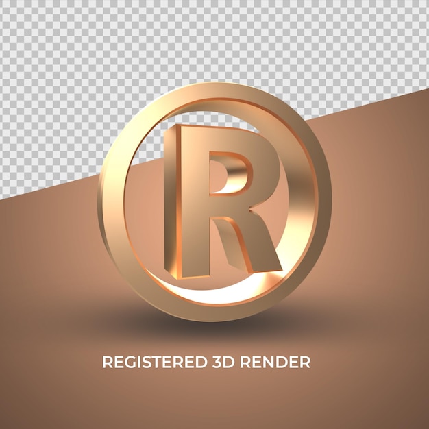 PSD symbole enregistré or 3d