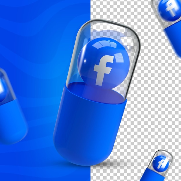 PSD symbole facebook dans la capsule de médecine 3d avec fond transparent