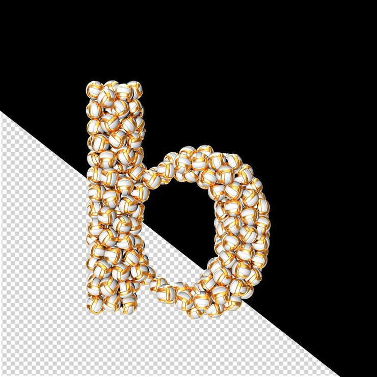 PSD symbole fait de balles de volley dorées lettre b