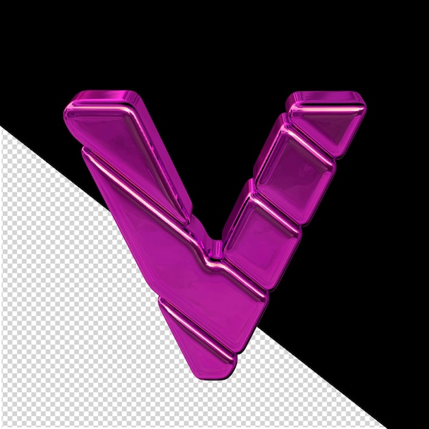 PSD symbole fait de blocs 3d violets diagonales lettre v