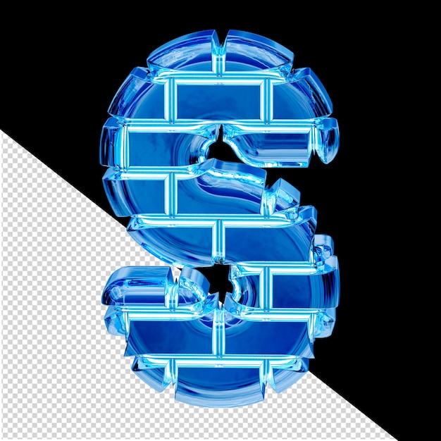 PSD symbole fait de briques de glace bleue lettre s