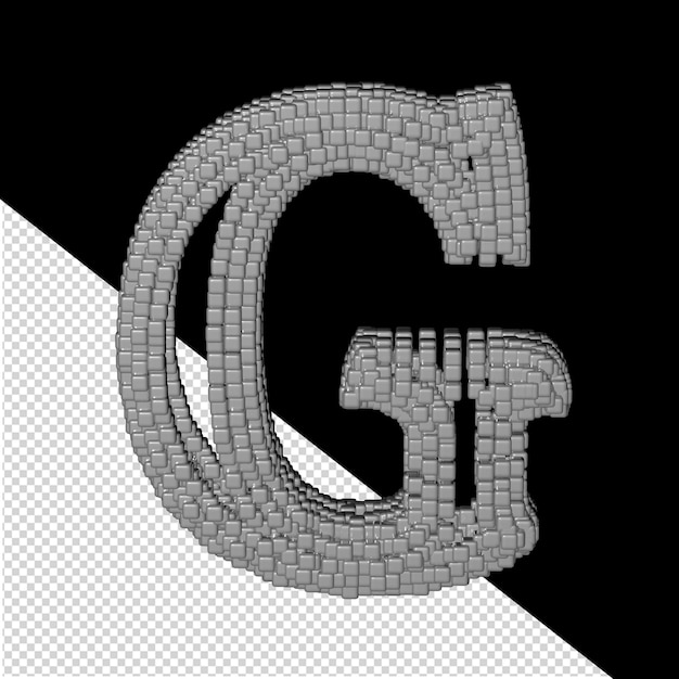 PSD symbole fait de cubes gris 3d. lettre g