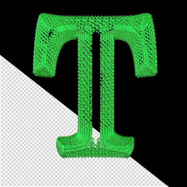 PSD symbole fait de dollar vert signes 3d lettre t