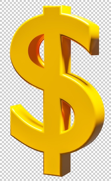 Symbole des finances et des affaires Signe dollar or isolé sur transparent