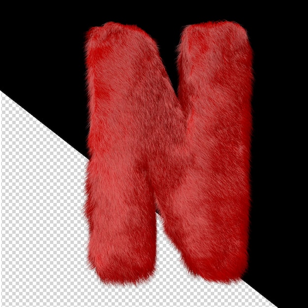 Symbole en fourrure rouge lettre n