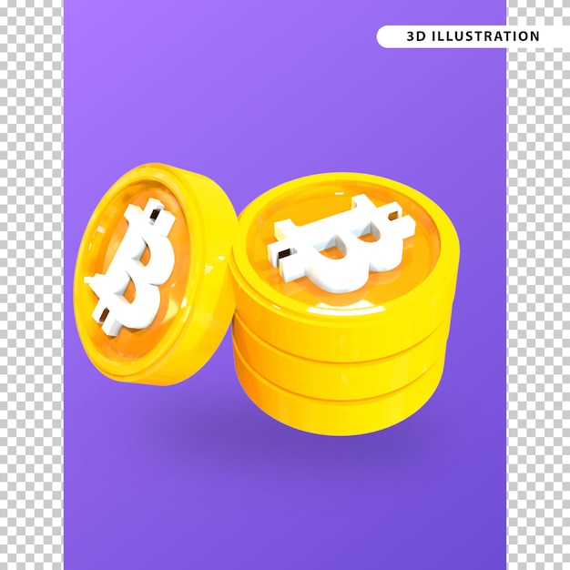 Symbole d'icône bitcoin 3D illustration de rendu 3d